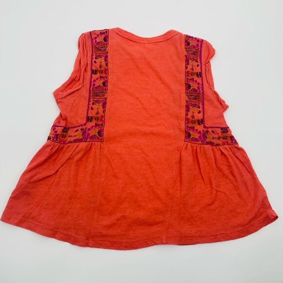 FREE PEOPLE Sz small MARCY EMBROIDERED SLEEVELESS TANK TOP IN RED ORANGE - Picture 6 of 7